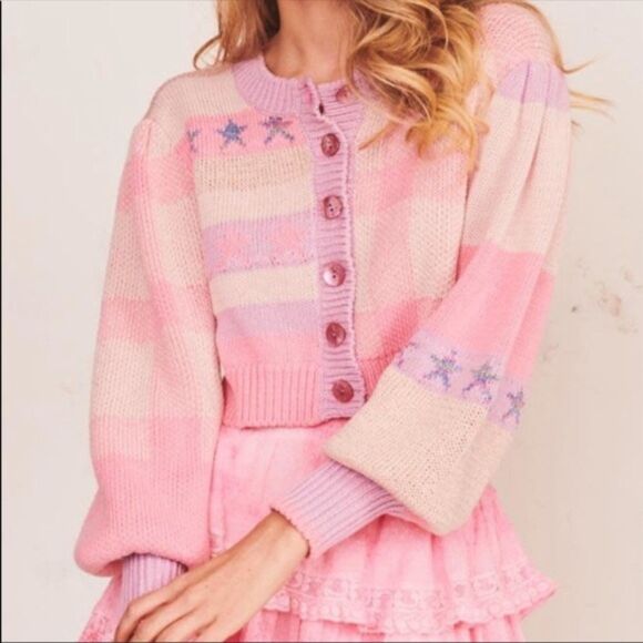 LoveShackFancy Sweaters - LoveShackFancy Bedford Cropped Cardigan Size Medium
